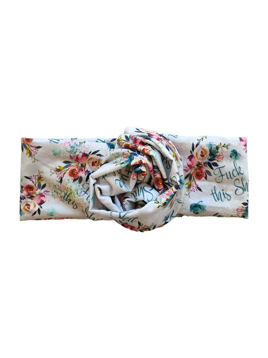 BETTY BOO BANDS™ WIRED HEADWRAP | 18+ Swear Band | Blue F*ck this Sh*t Florals